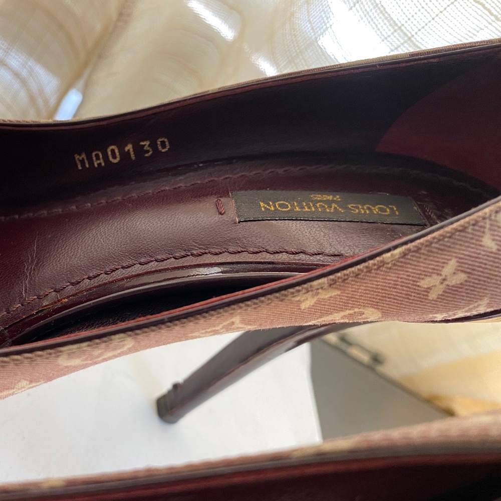 Louis Vuitton open pumps heels burgundy mules leather monogram 36.5 platforms - Picture 4 of 9